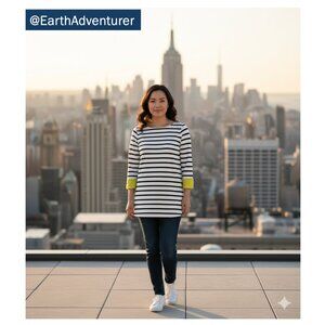 NWT Colette Chavez Pop Color Cuff Striped Knit Top